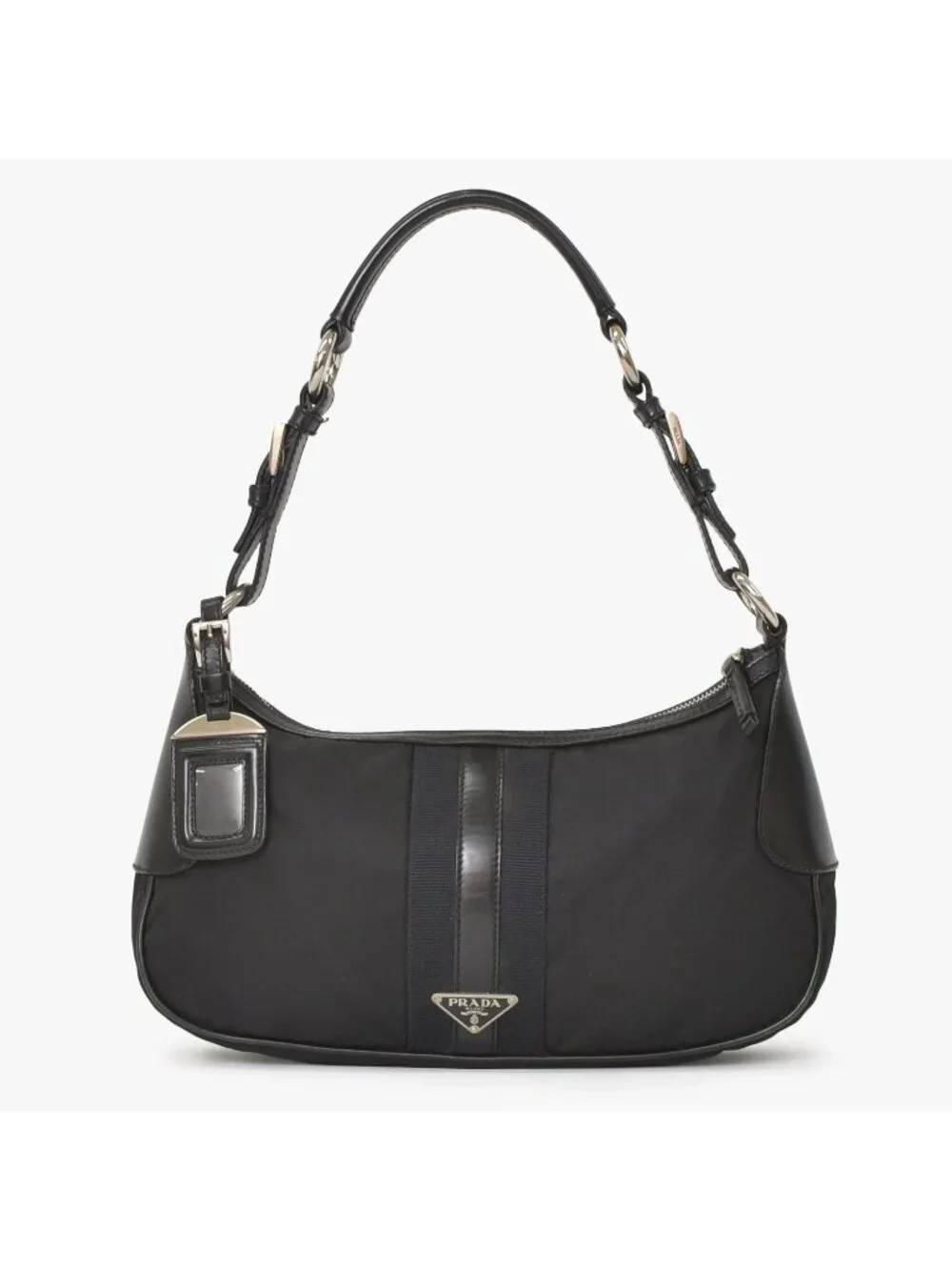 Prada Bag Triangle Logo Nylon Black Silver